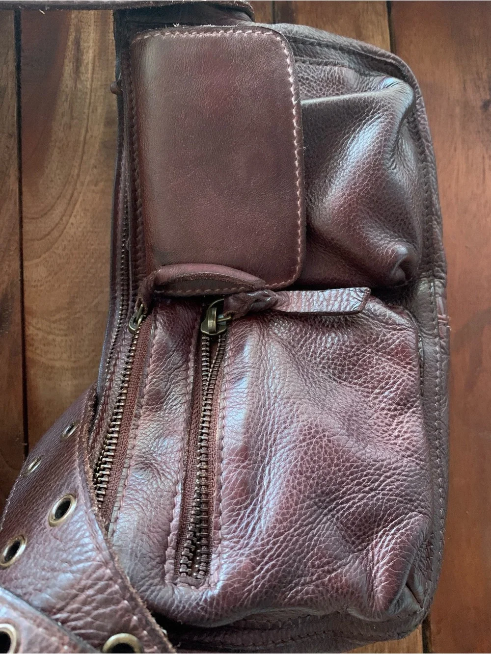 Free People Chocolate Brown Leather Messenger Bag